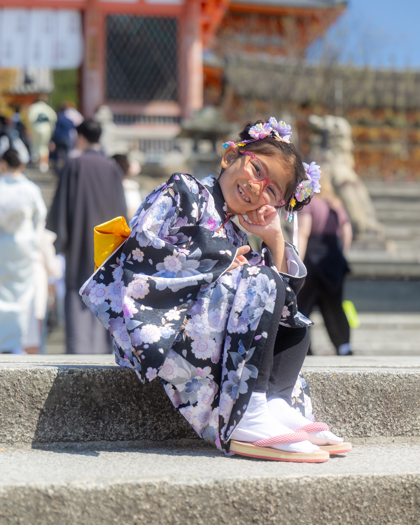 Child wearing kimono during a private Japan trip