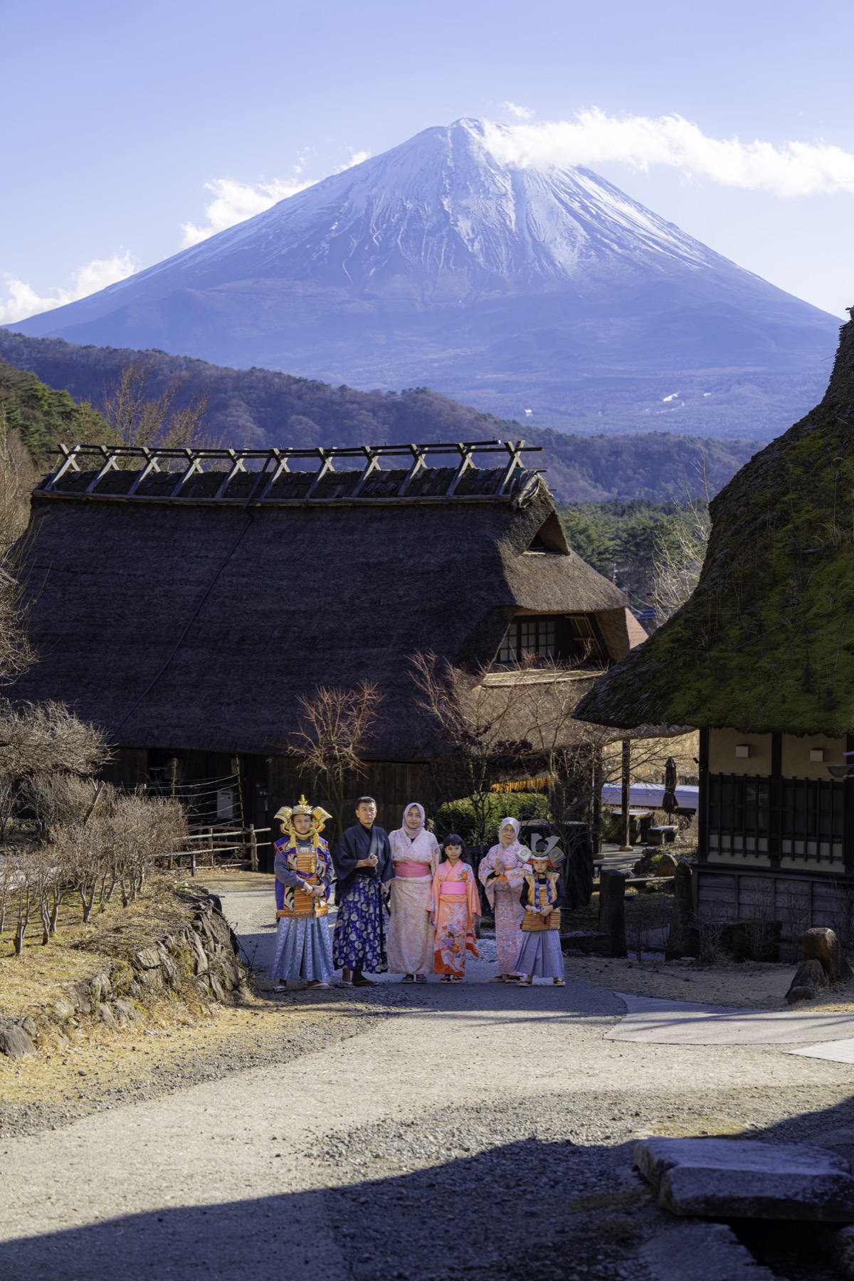 Family with Mount Fuji view
